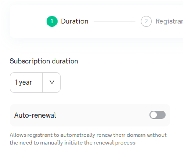 Step 4 - Select Duration and Auto Renewal